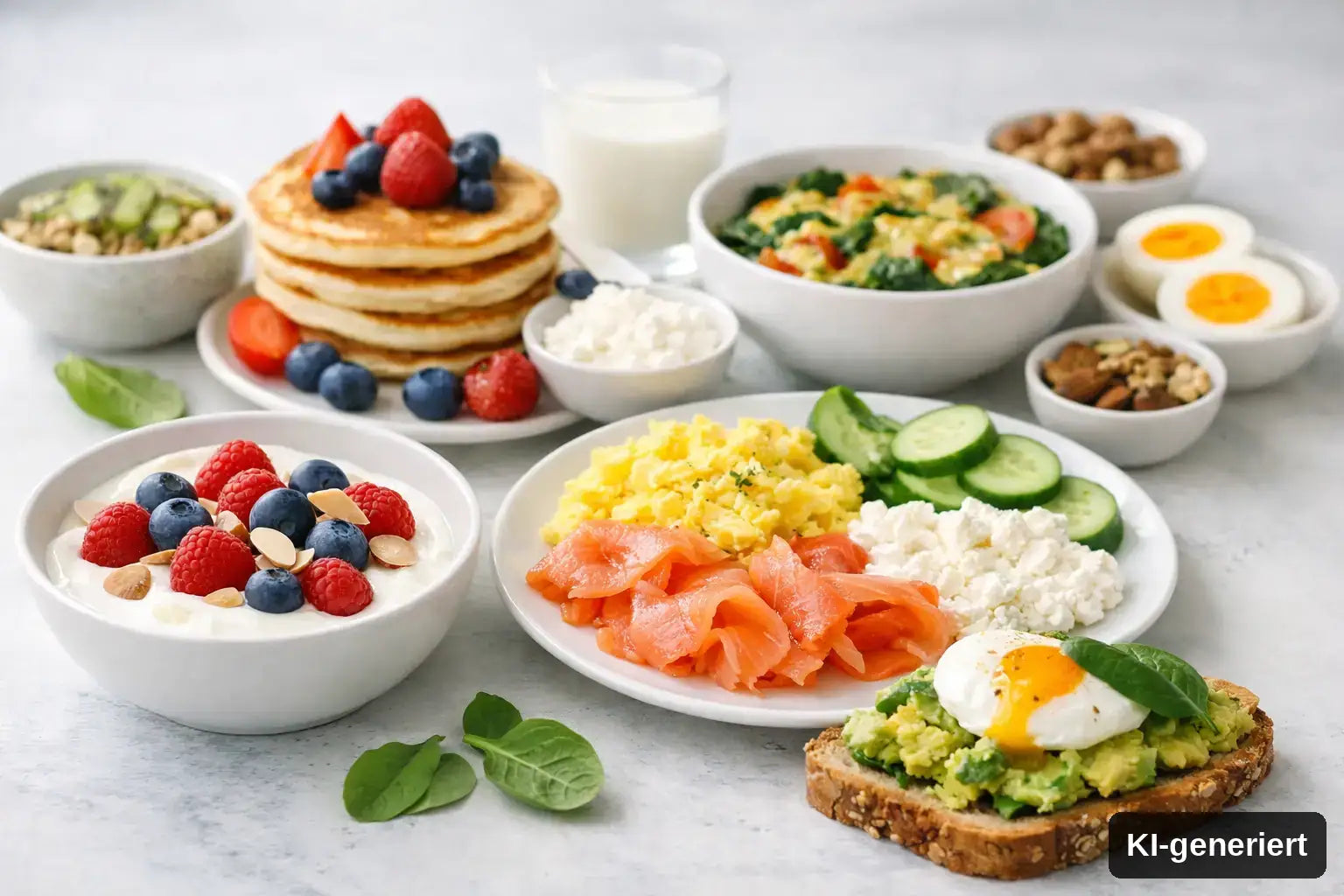 KI-generiert. Symbolbild für Proteinreiches Frühstück ohne Mehraufwand
