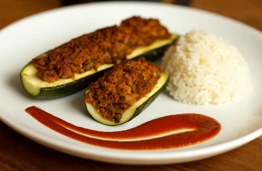 Gefüllte Zucchini (vegan)