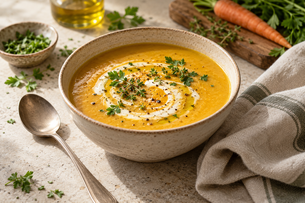 Cremige Gemüsesuppe mit frischen Kräutern