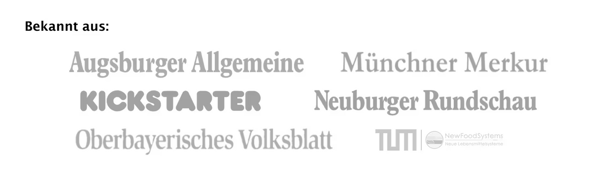 Logo-Banner das mehrere Logos verschiedener Zeitungen nennt, in denen das Produkt bereits erwähnt wurde